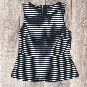 Jcrew ponte peplum black & white stripe sleeveless women's top zipper back small